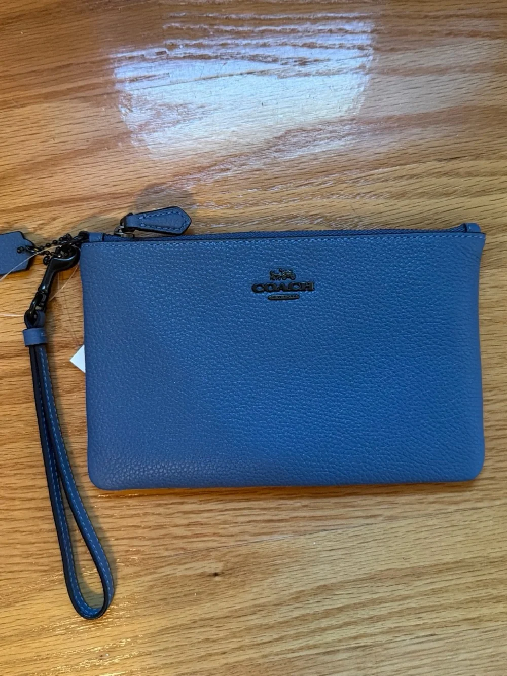 Coach Blue Leather Wristlet Clutch